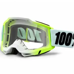Gogle motocyklowe 100% Accuri 2 Dunder z przezroczystą szybką, biało-czarno-zielone Tani