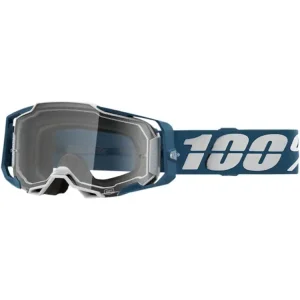 Ekspresowa dostawa Gogle motocyklowe 100% Armega Albar z przezroczystą szybką, niebiesko-srebrne