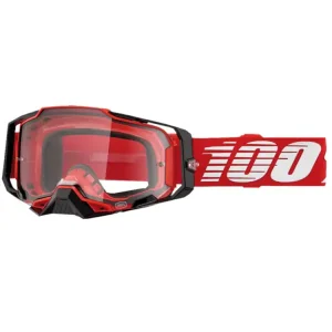 Gogle motocyklowe 100% Armega z przezroczystą szybką, czerwono-czarno-białe Hit cenowy
