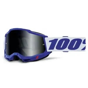 Gogle motocyklowe 100% Accuri 2 Sand z przyciemnianą szybką niebiesko-białe Wyprzedaż