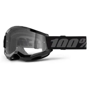 Promocja Gogle motocyklowe 100% Strata 2 z przezroczystą szybką czarno-szare