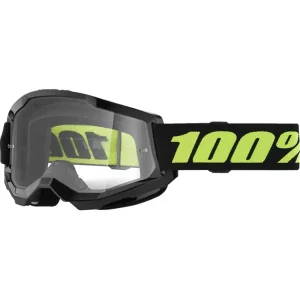 Szybka dostawa Gogle motocyklowe 100% Strata 2 Solar Eclipse z przezroczystą szybką czarno-zółte