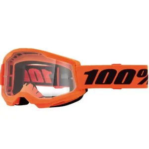 Ostatnia szansa Gogle motocyklowe 100% Strata 2 Neon z przezroczystą szybką pomarańczowe