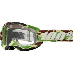 Tylko do końca tygodnia Gogle motocyklowe 100% Strata 2 War Camo z przezroczystą szybką zielono-brązowe