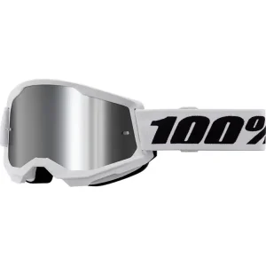 Kup online Gogle motocyklowe 100% Strata 2 z szybką lustrzaną biało-czarne