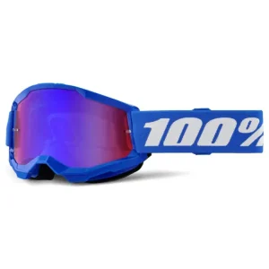 Hit sprzedaży Gogle motocyklowe 100% Strata 2 z szybką lustrzaną niebiesko-białe