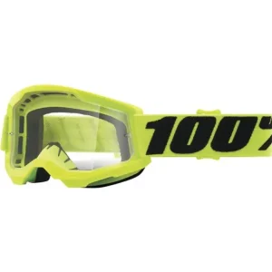Wysoka jakość Gogle motocyklowe dziecięce 100% Strata 2 z przezroczystą szybką żółte