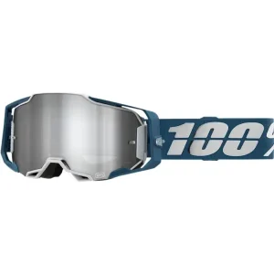 Gogle motocyklowe 100% Armega Oversized Albar z szybką lustrzaną niebiesko-srebrne Promocja