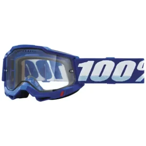 Rabat Gogle motocyklowe 100% Accuri 2 z podwójną szybką przezroczystą, niebiesko-białe