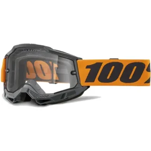 Gogle motocyklowe 100% Accuri 2 z podwójną szybką przezroczystą, czarno-pomarańczowe Rabat