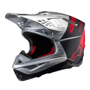 Szybka dostawa Kask enduro Alpinestars MX Supertech M10 Flood czarno-srebrno-pomarańczowy