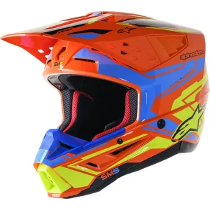 Kask enduro Alpinestars MX Supertech M5 Action 2 pomarańczowo-żółto-niebieski Ostatnie sztuki