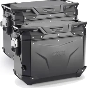 Zestaw kufrów bocznych GIVI Trekker Outback Evo Smart 48/37 aluminiowych, czarnych [z 2 wkładkami SLR; poj.: prawy 48l, lewy: 37l] Zniżka