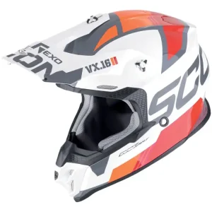 Kask enduro Scorpion VX-16 Evo Air Analog biało-pomarańczowy Tani