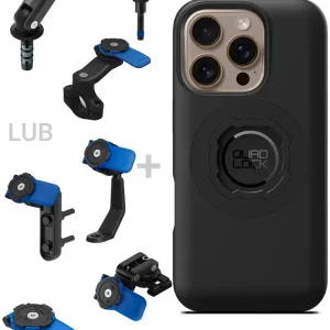 Wybór klientów Zestaw na motocykl: etui na telefon iPhone 16 Pro + mocowanie Quad Lock