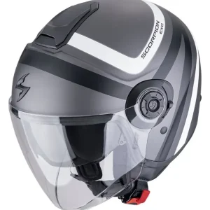 Ograniczona ilość Kask otwarty Scorpion Exo-City II Riva srebrno-czarno-biały matowy