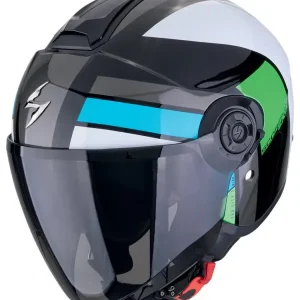 Kask otwarty Scorpion Exo-City II Blur czarno-biało-zielony Bezpieczne zakupy
