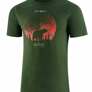 Koszulka termoaktywna z krótkim rękawem Brubeck Outdoor Wool Pro zielona Rabat