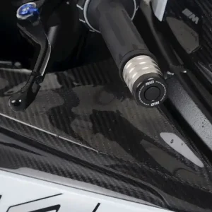 Koncówki kierownicy motocyklowej R&G BMW M 1000 RR (21-24)/S 1000 RR (23-), Yamaha Tracer 9/GT (21-24)/Tracer 9GT+ (25-) srebrno-czarne Dostępne od ręki