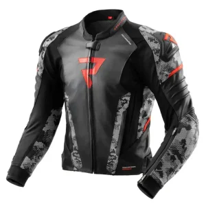 Kurtka motocyklowa skórzana Rebelhorn Veloce czarno-szaro camo-czerwona Nowość