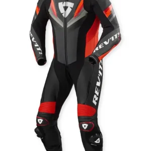 Wybór klientów Kombinezon motocyklowy jednoczęściowy REV’IT! Quantum 3 szaro-fluo czerwony
