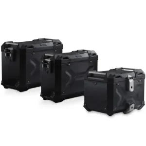 Ostatnie sztuki Zestaw: kufry boczne 45/37L + kufer centralny 38L TRAX ADV+ stelaże SW-Motech Voge 900 DSX (23-) czarne