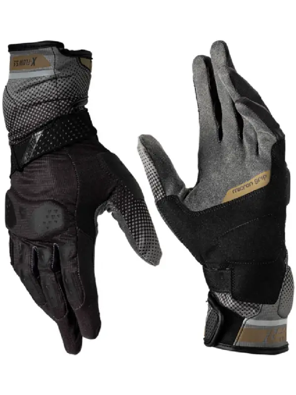 Rękawice motocyklowe Leatt ADV X-Flow 5.5 Stealth czarno-szaro-złote Oferta czasowa