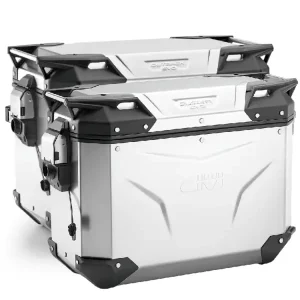 Zestaw kufrów bocznych GIVI Trekker Outback Evo Smart 37/44 aluminiowych, srebrnych [z 3 wkładkami SLR; poj.: prawy 37l, lewy: 44l] Premium