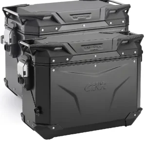 Zestaw kufrów bocznych GIVI Trekker Outback Evo Smart 37/44 aluminiowych, czarnych [z 2 wkładkami SLR; poj.: prawy 37l, lewy: 44l] Rabat