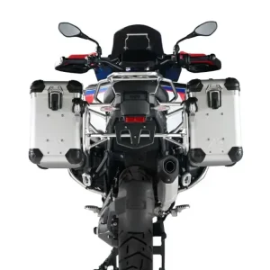 Zestaw: kufry boczne z anodowanego aluminium srebrne "And-S" Zega Evo + stelaże srebrne Touratech BMW R 1300 GS Adventure (24-) [38+38l] Super okazja