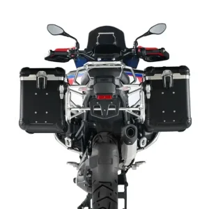 Obniżka ceny Zestaw: kufry boczne z anodowanego aluminium czarne "And-Black" Zega Evo + stelaże srebrne Touratech BMW R 1300 GS Adventure (24-) [45+45l]