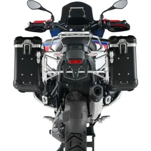 Bezpieczne zakupy Zestaw: kufry boczne z anodowanego aluminium czarne "And-Black" Zega Evo + stelaże srebrne Touratech BMW R 1300 GS Adventure (24-) [31+31l]