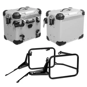 Zestaw: kufry boczne z anodowanego aluminium srebrne "And-S" Zega Evo + stelaże czarne Touratech BMW R 1300 GS Adventure (24-) [45+45l] Bestseller