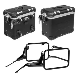Zestaw: kufry boczne z anodowanego aluminium czarne "And-Black" Zega Evo + stelaże czarne Touratech BMW R 1300 GS Adventure (24-) [38+38l] Ostatnie sztuki