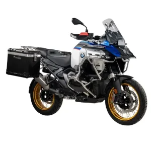 Zestaw: kufry boczne z anodowanego aluminium czarne Zega Pro + stelaże srebrne Touratech BMW R 1300 GS Adventure (24-) [poj.: 45+45l] Wysoka jakość