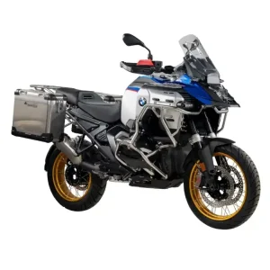 Bezpieczne zakupy Zestaw: kufry boczne aluminiowe srebrne Zega Pro + stelaże czarne Touratech BMW R 1300 GS Adventure (24-) [poj.: 31+31l]