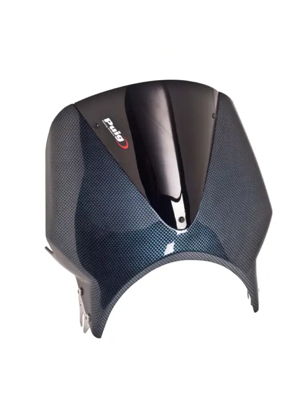 Półowiewka motocyklowa PUIG Vison Kawasaki, Honda, Moto Guzzi, Royal Enfiled, Suzuki, Triumph, Yamaha (wybrane modele) stylizowana na carbon z czarną szybą Wyprzedaż
