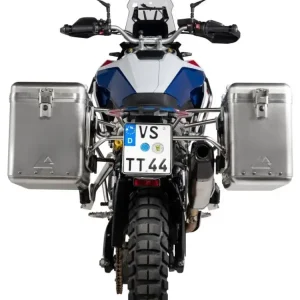 Zestaw: kufry boczne srebrne Zega Mundo + stelaże czarne Touratech BMW F 900 GS (24-) [poj.: 38+45l] Hit cenowy