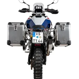 Zestaw: kufry boczne aluminiowe srebrne Zega Pro + stelaże srebrne Touratech BMW F 900 GS (24-) [poj.: 38+45l] Bezpieczne zakupy
