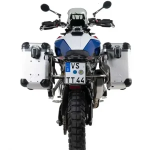 Zestaw: kufry boczne srebrne Zega Evo X + stelaże srebne Touratech BMW F 900 GS (24-) [poj.: 38+38l] Hit sprzedaży