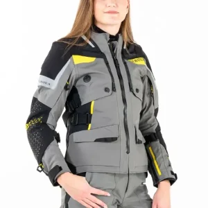 Bezpieczna płatność Kurtka motocyklowa damska tekstylna Touratech Companero Rambler Pro szaro-czarno-żółta