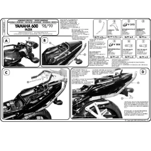Stelaż pod kufer centralny Monokey, Monolock Kappa Yamaha FZS 600 Fazer (98-03)[bez płyty montażowej] Hit sprzedaży