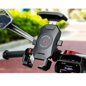 Do wyczerpania zapasów Uchwyt motocyklowy na telefon Biketec, montowany na kierownicę/ lusterko czarny [Typ: R15-METAL]