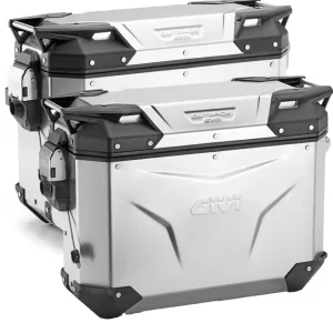 Zestaw kufrów bocznych GIVI Trekker Outback EVO Smart 40/44 aluminiowych, srebrnych [bez wkładek SLR; poj.: prawy 40 l, lewy: 44 l] Tani
