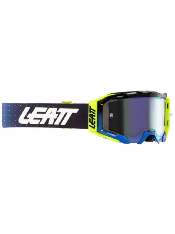 Obniżka ceny Gogle motocyklowe Leatt 5.5 Iriz Uv z lustrzaną fioletową szybą czarno-niebiesko-żółte