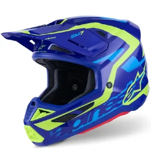 Ekspresowa dostawa Kask enduro Alpinestars SM7 Deed niebieski-fluo połysk