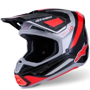 Kask enduro Alpinestars SM7 Rise czarno-srebrno-czerwony połysk Zamów teraz