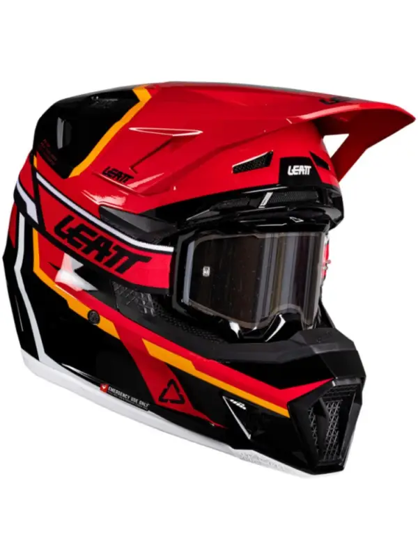 Kask enduro Leatt Moto 7.5 V25 czarno-czerwono-pomarańczowy z goglami czarno-czerwonymi Szybka wysyłka