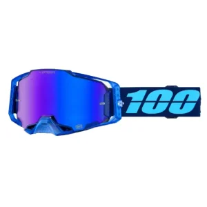 Premium Gogle motocyklowe 100% Armega z szybką lustrzaną niebieskie