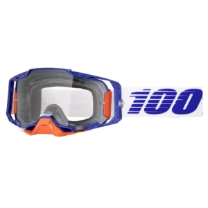 Gogle motocyklowe 100% Armega Koropi z przezroczystą szybką, zielono-niebieskie Premium